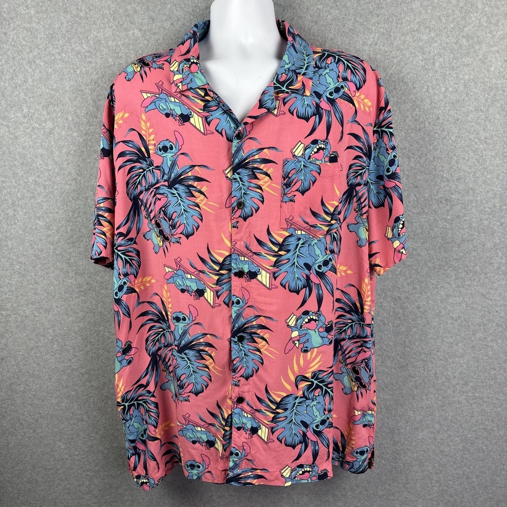 Lilo & Stitch Hawaiian Shirt Disney Button Down Short‎ Sleeve Size XXL